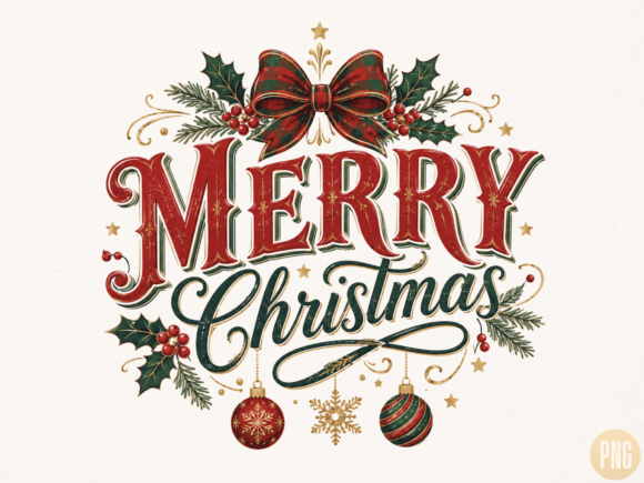 Download Merry Christmas Vintage Typography PNG - Typography Collection