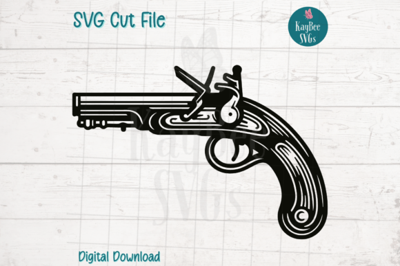Download Flintlock Pistol Pirate Gun SVG Cut File - Gun Collection