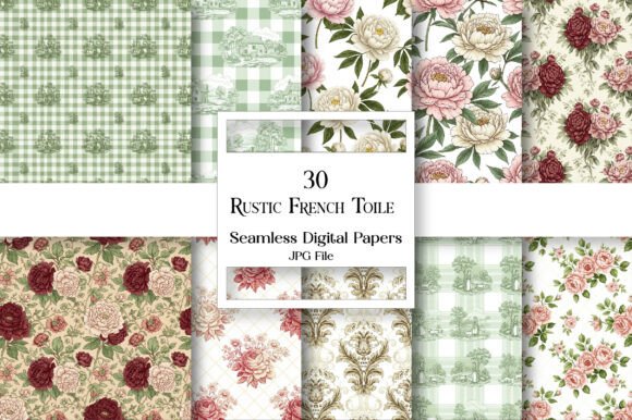 Download Rustic French Toile Digital Paper Pack - Rustic Collection