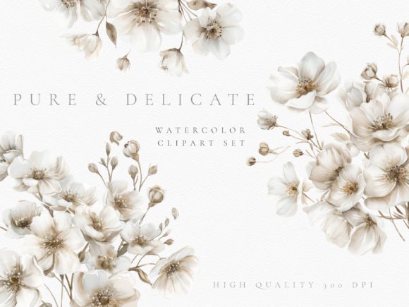 Download White Rustic Wedding Flower Clipart Set - Rustic Collection